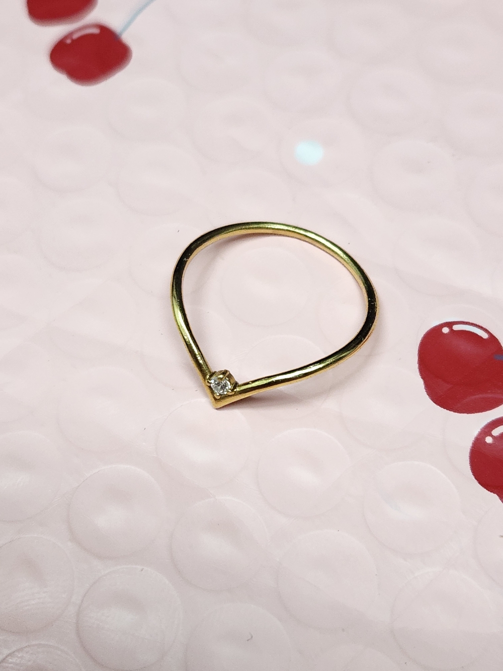 Delicate Gold Teardrop Ring with Single Cubic Stone